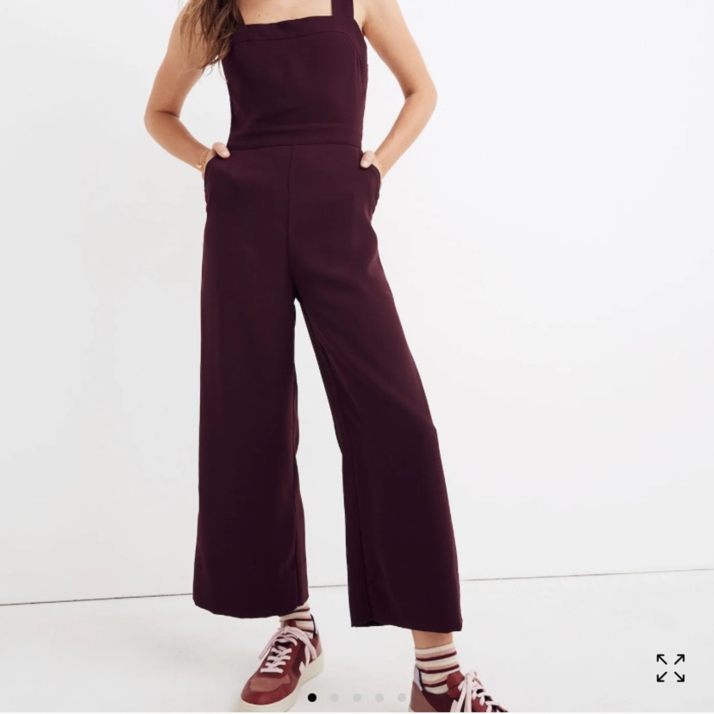 Madewell Apron Bow Back Jumpsuit in Plum